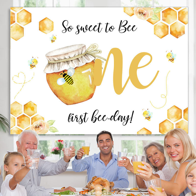 Lofaris Yellow So Sweet To Bee One Birthday Party Backdrop