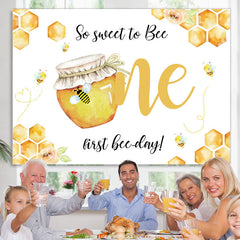 Lofaris Yellow So Sweet To Bee One Birthday Party Backdrop