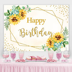 Lofaris Yellow Sunflower Gold Bokeh Happy Birthday Backdrop