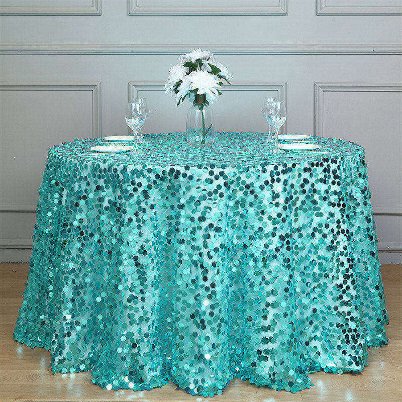 120 Inch Premium Seamless Big Payette Sequin Tablecloth - Lofaris