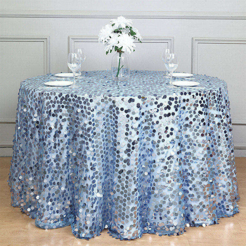 120 Inch Premium Seamless Big Payette Sequin Tablecloth - Lofaris