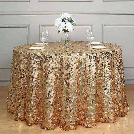 Lofaris 120 Inch Premium Seamless Big Payette Sequin Tablecloth