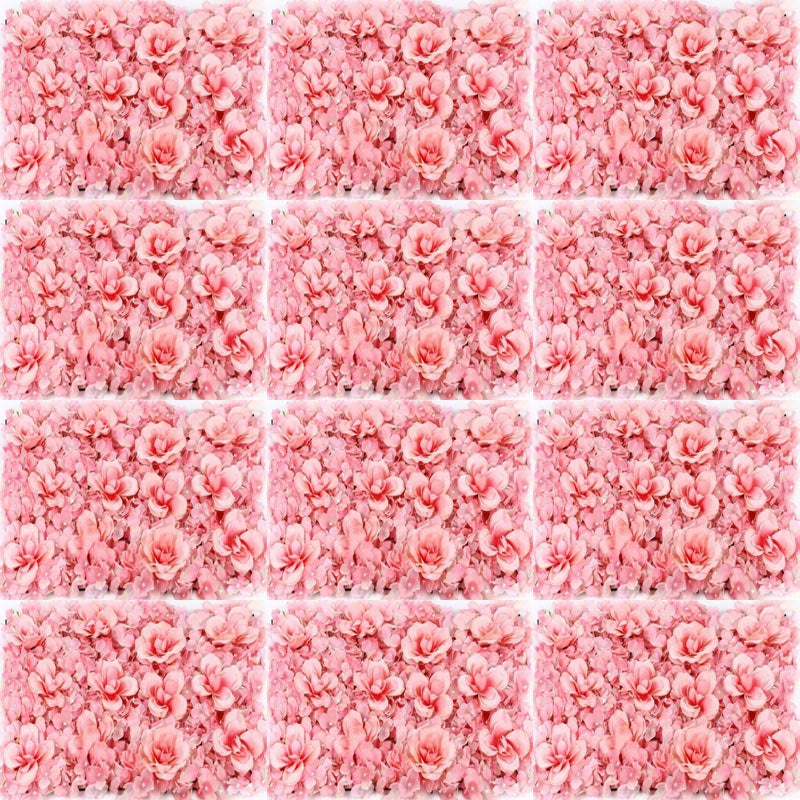 12 Pcs Artificial Pink Rose Wall Panel Background Decor Lofaris