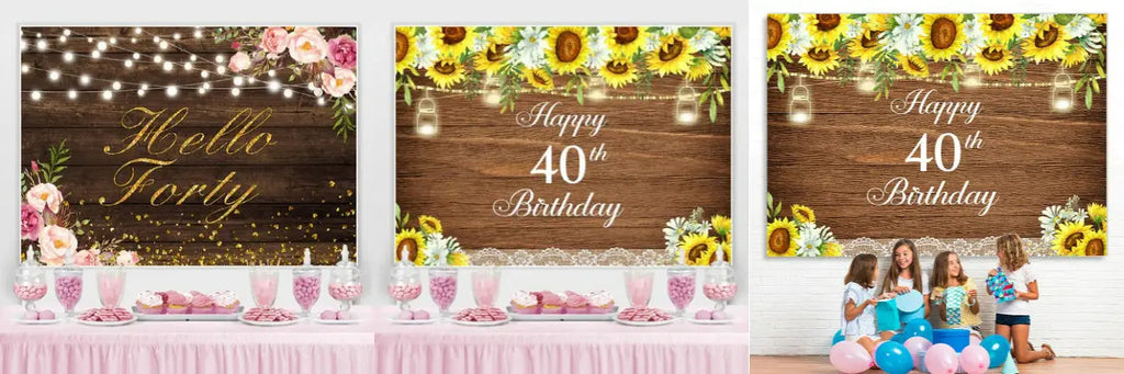 Stripe Wood Cheers To 40 Years Happy Birthday Backdorp - Lofaris