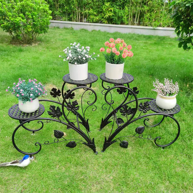 Lofaris 2 Pcs Classic Art Outdoor Metal Flower Pot Holder Rack