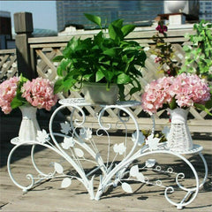 Lofaris 2 Pcs Classic Art Outdoor Metal Flower Pot Holder Rack