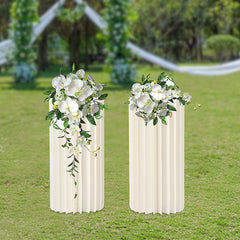 Lofaris 2 Pcs White Column Cardboard Wedding Altar Stand