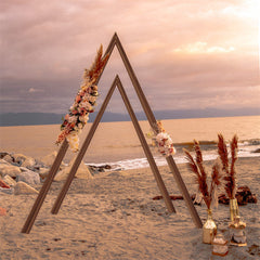 Lofaris 2 Pcs Wood Floral Dispaly Triangle Wedding Arch Stand