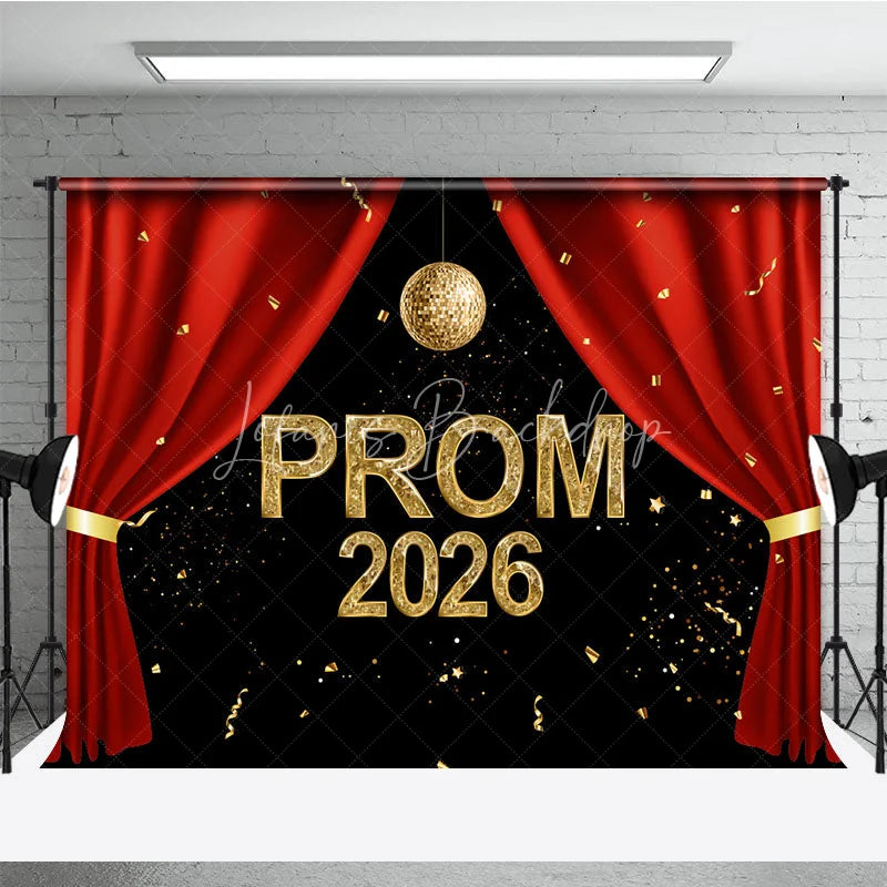 Lofaris Red Curtain Ceremony Gold Disco Prom 2026 Backdrop