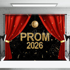 Lofaris Red Curtain Ceremony Gold Disco Prom 2026 Backdrop