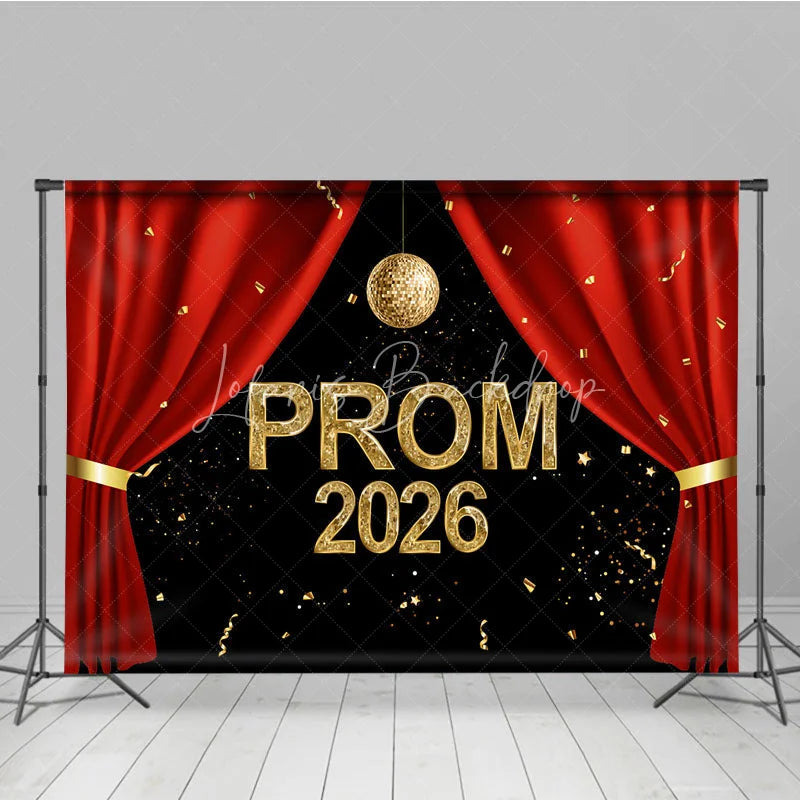 Lofaris Red Curtain Ceremony Gold Disco Prom 2026 Backdrop