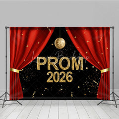Lofaris Red Curtain Ceremony Gold Disco Prom 2026 Backdrop