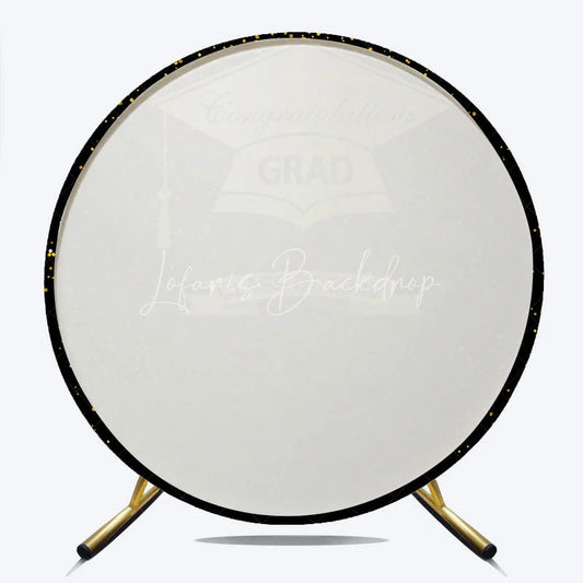 Lofaris Golden Hat And Black Round Graduation Backdrop