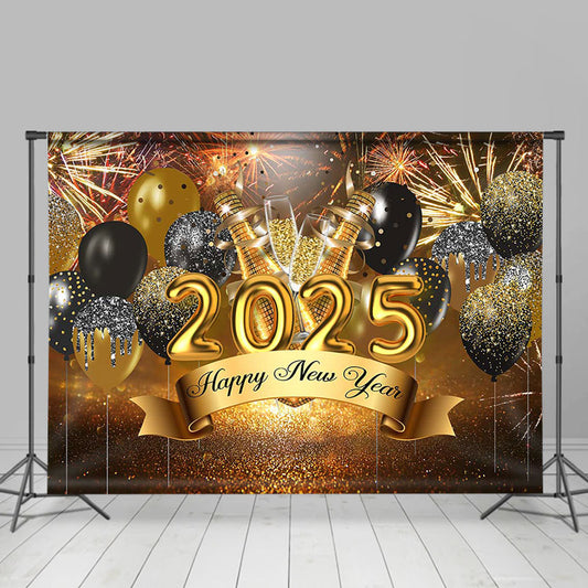 Amazing Sparks With Balloon Celebration New Year Backdrop
