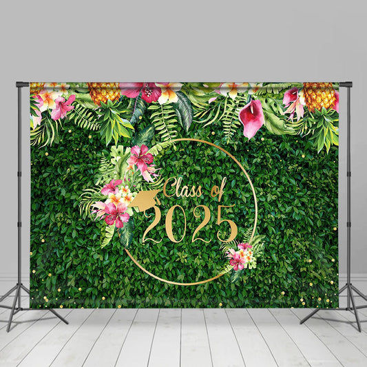 Lofaris Hawaii Floral Green Leaves Class Of 2024 Backdrop