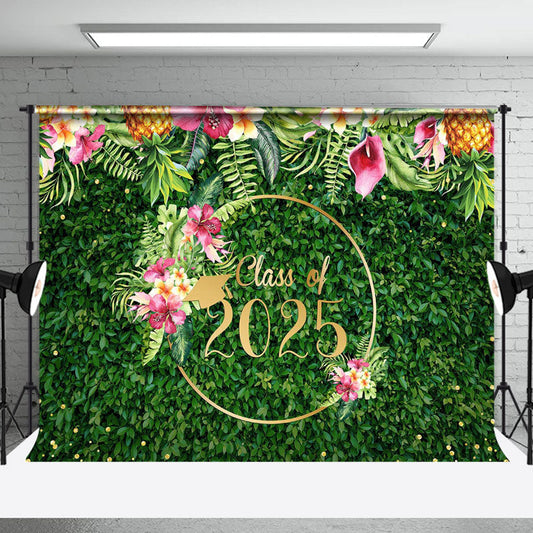Lofaris Hawaii Floral Green Leaves Class Of 2024 Backdrop