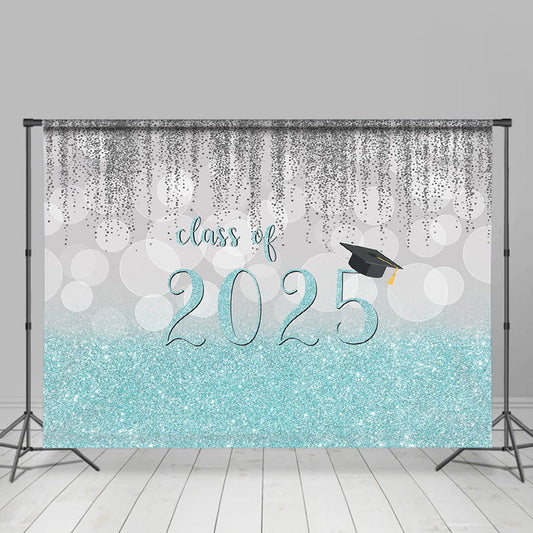 Lofaris Silver Bokeh With Blue Class Of 2024 Glitter Backdrop