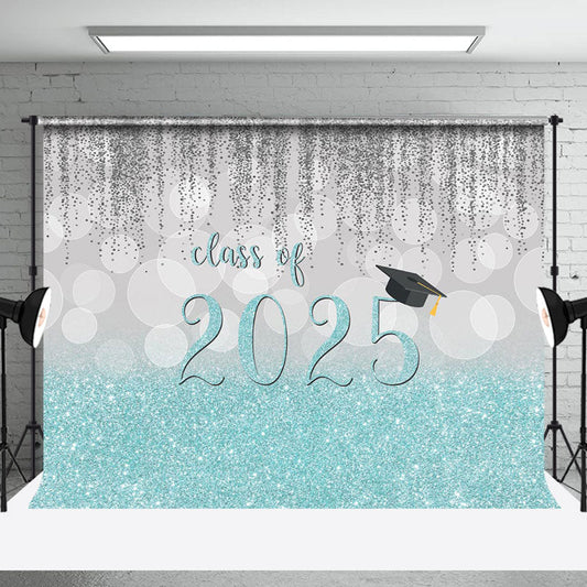 Lofaris Silver Bokeh With Blue Class Of 2024 Glitter Backdrop