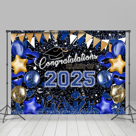 Lofaris Blue Yellow Balloons Congrats 2023 Grad Backdrop