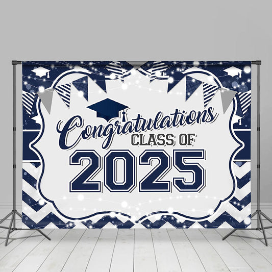 Lofaris Navy Blue Congratulations Class Of 2024 Backdrop