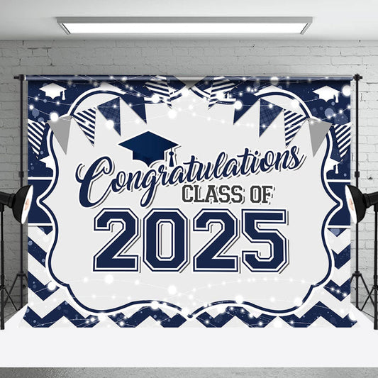 Lofaris Navy Blue Congratulations Class Of 2024 Backdrop