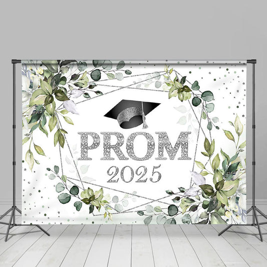 Lofaris Green Plant Silver Dots Prom 2024 Dance Backdrop