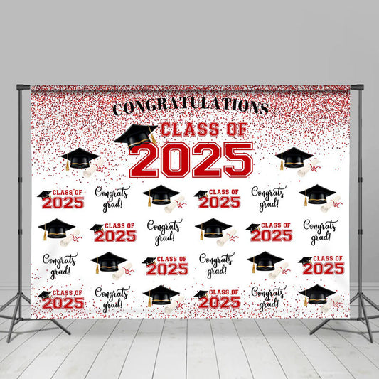 Lofaris Red Glitter Step and Repeat Cap Grad Backdrop