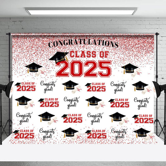 Lofaris Red Glitter Step and Repeat Cap Grad Backdrop