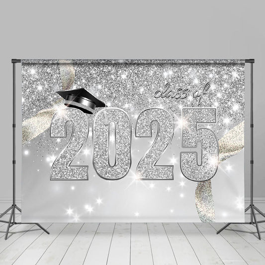 Lofaris Silver Glitter Confetti 2024 Graduation Party Backdrop