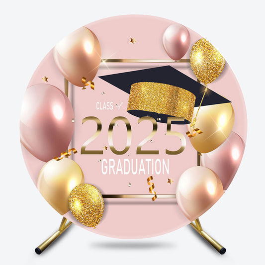 Glitter Light Pink Class 2025 Graduation Circle Backdrop