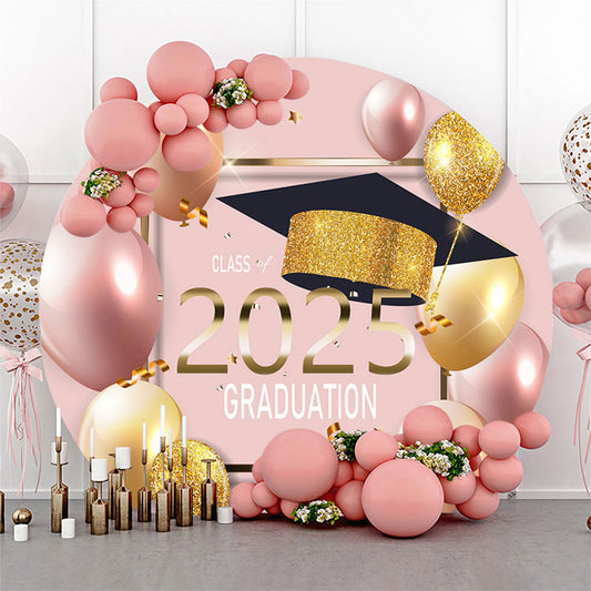 Glitter Light Pink Class 2025 Graduation Circle Backdrop