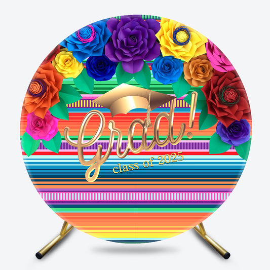 Colored Stripe Grad Round Backdrop For Party Decoration