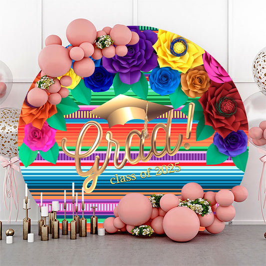 Colored Stripe Grad Round Backdrop For Party Decoration