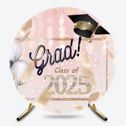 Diamond Glitter Pink Bokeh Circle 2025 Grad Backdrop