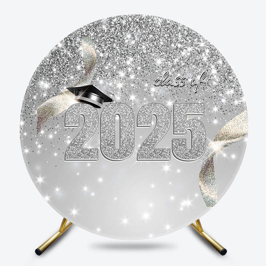 Silver Glitter Class Of 2025 Graduation Party Backdrop