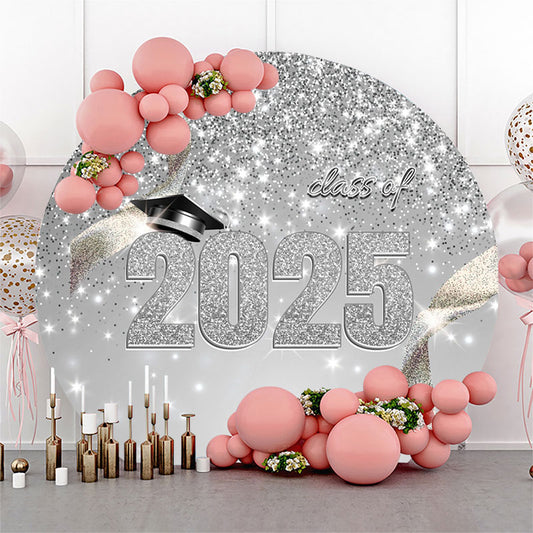 Silver Glitter Class Of 2025 Graduation Party Backdrop