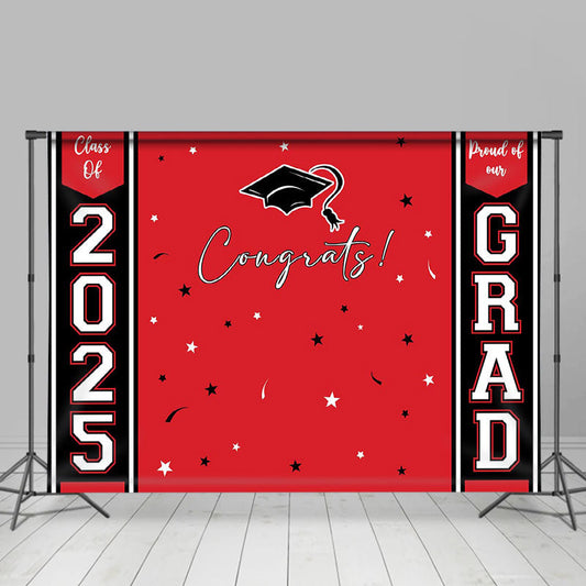 Lofaris Congrats 2024 Grad Black Red Graduation Backdrop