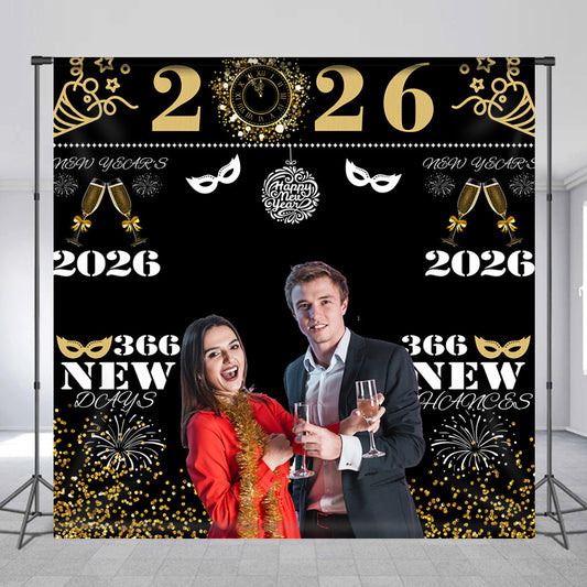 Custom Photo Mask Spark 2026 Happy New Year Backdrop