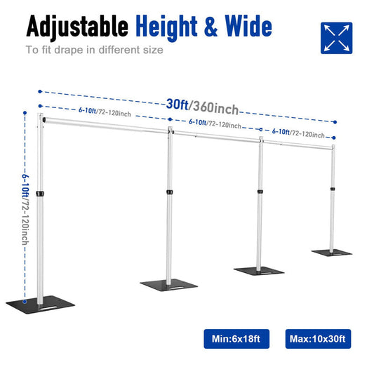 Lofaris 30x10FT Adjustable Pipe Drape Backdrop Stand for Event