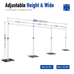 Lofaris 30x10FT Adjustable Pipe Drape Backdrop Stand for Event