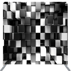 Lofaris 3D Black And White Cube Fabric Backdrop For Party Decor