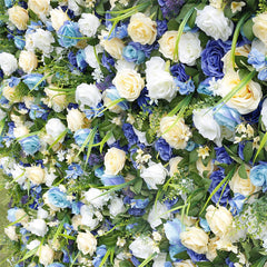 Lofaris 3D Blue White Artificial Flower Wall Wedding Decor