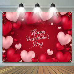 Lofaris 3D Hearts Gold Dots Happy Valentines Day Backdrop