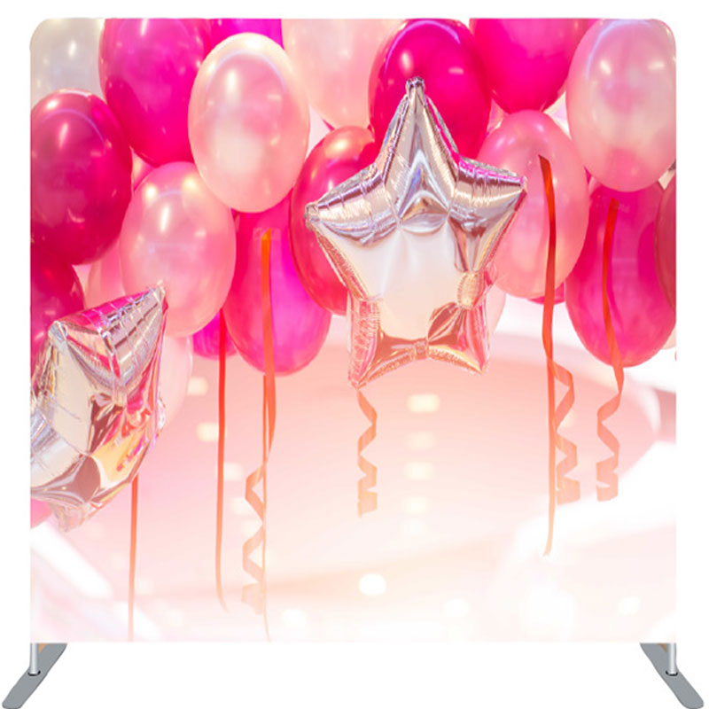 Lofaris 3D Pink Balloons Fabric Backdrop For Birthday Party