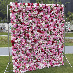 Lofaris 3D Pink White Faux Flower Wall Wedding Party Decor