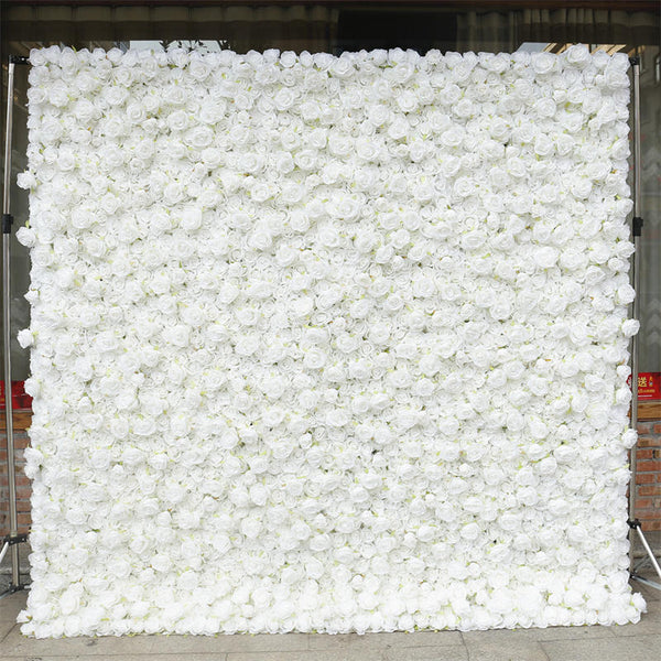 White Flowers Wall Photo Backdrops for Birthday Party LV-772