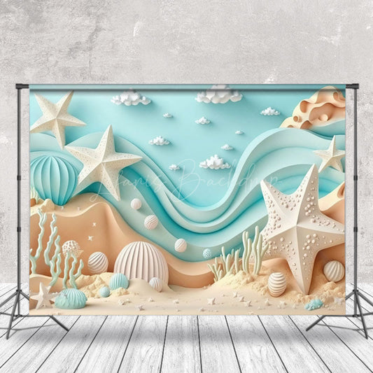 Lofaris 3D Wavy Cloud Undersea Shell Corals Summer Backdrop