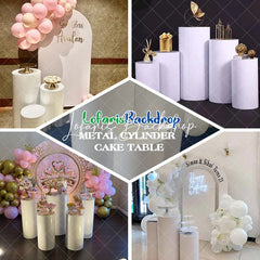 Lofaris White Metal Cylinder Decor Cake Table Rack Plinths Pillars Pedestal Stand