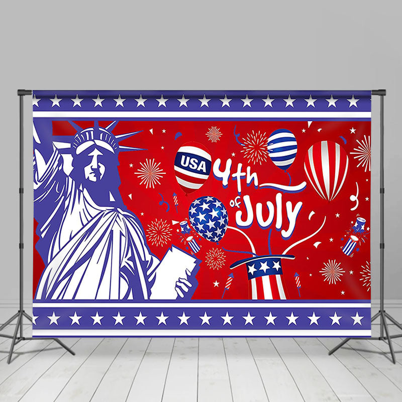 Lofaris 4th July Statue Of Liberty Red Independence Day Backdrop