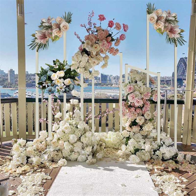 Lofaris 5 Pcs White Metal Flower Dispaly Wedding Arch Decor